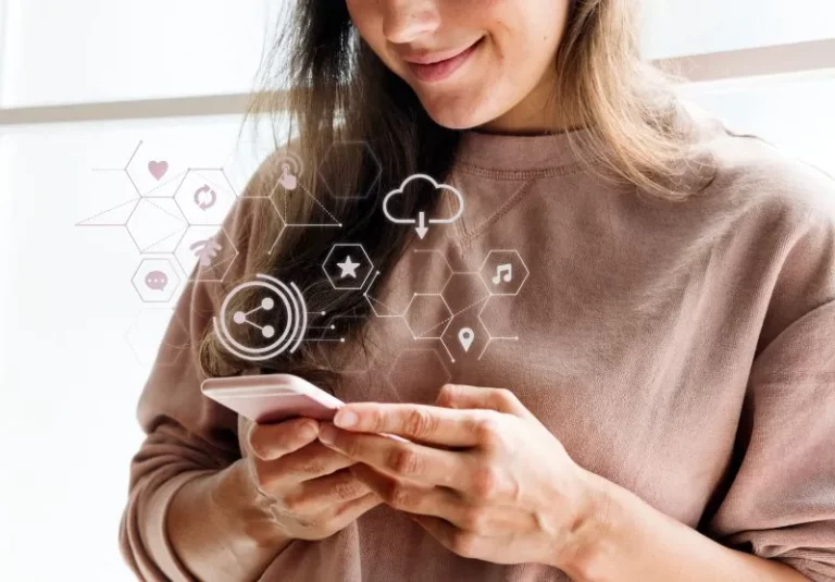 happy woman with phone